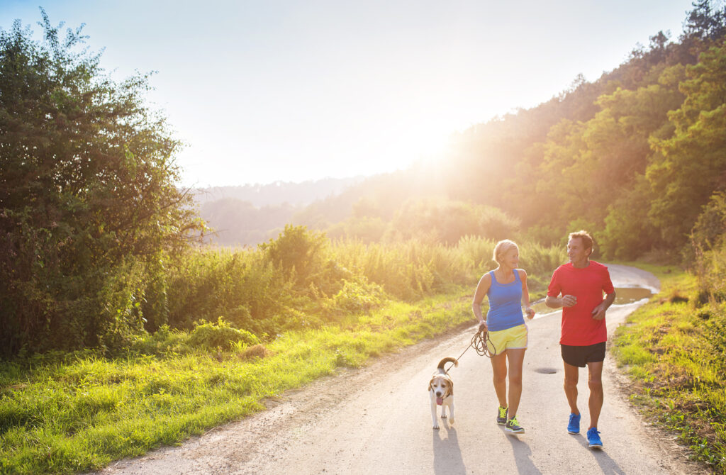 Active seniors walking